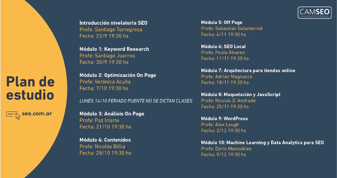 Plan de estudio curso seo 2019